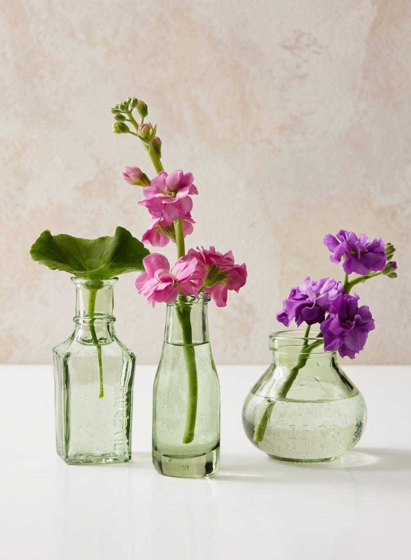 Mexican Green Glass Bud Glass Vases