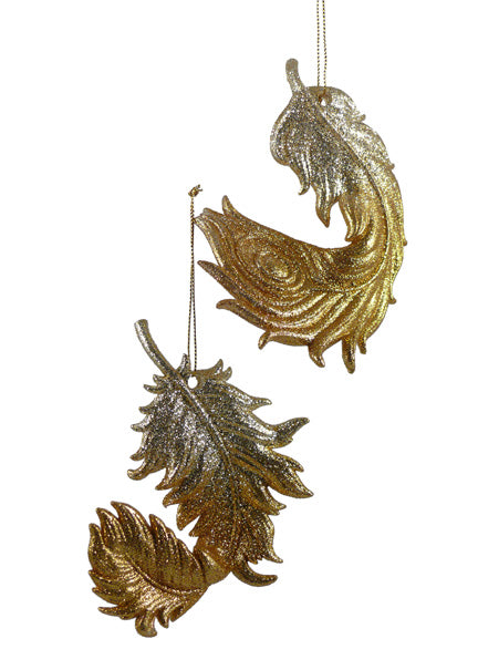 Red &amp; Cream-Gold Glitter Feathers Decor Jamali Garden