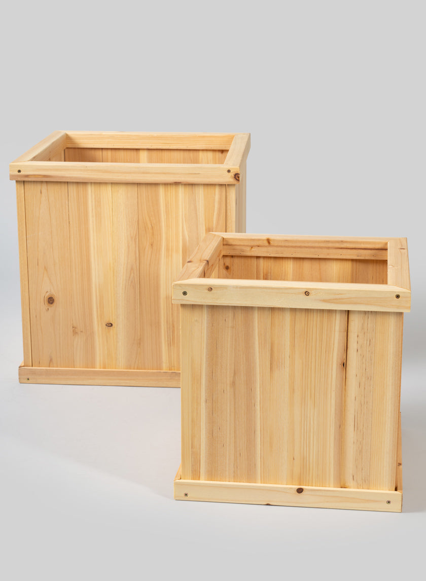 square wooden box planters Windham Outdoor Square Wood Planter Box