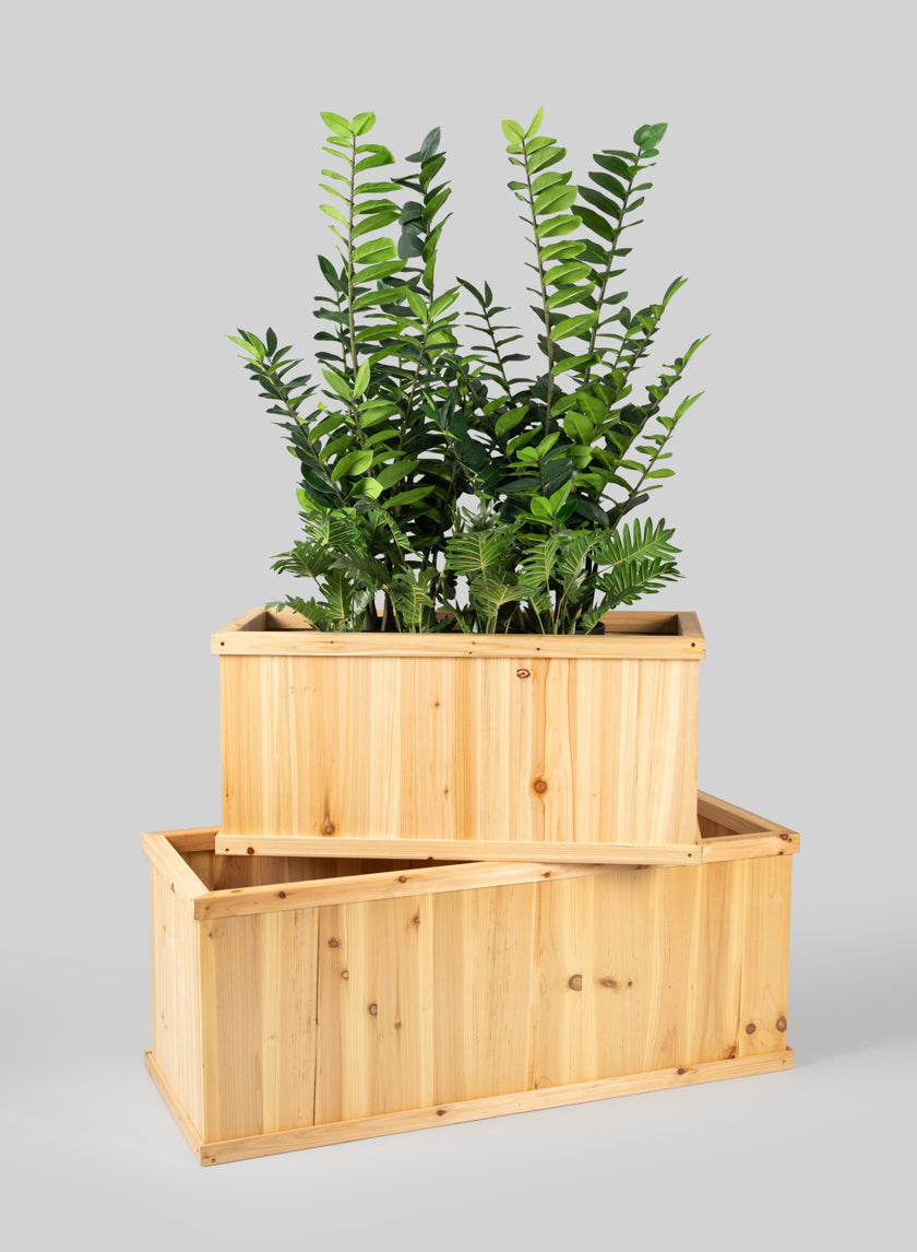indoor wooden planter box Windham Rectangular Outdoor Deep Wood Planter Box Light Pine / 48in Length / EACH