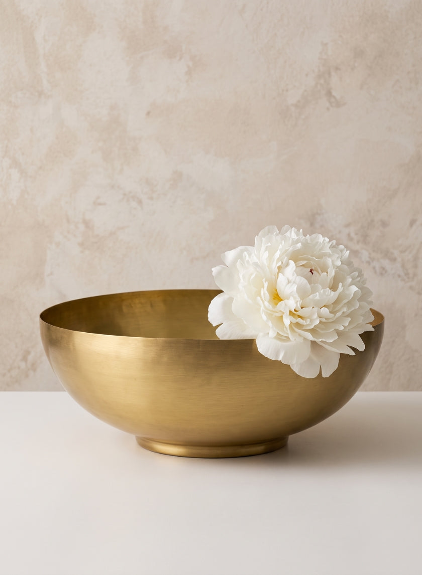 12in Wide Antique Raw Brass Bowl Decor Jamali Garden