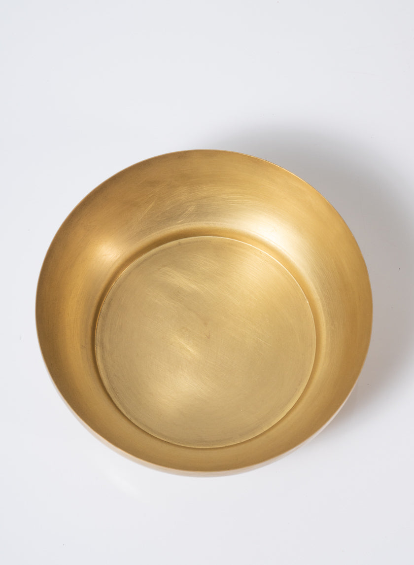 7.5in Wide Antique Raw Brass Bowl Decor Jamali Garden