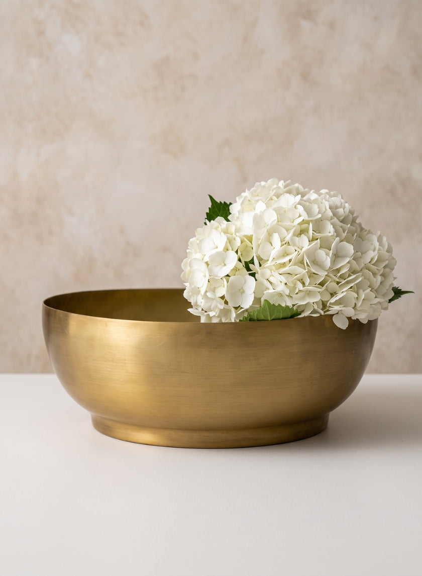 7.5in Wide Antique Raw Brass Bowl Decor Jamali Garden