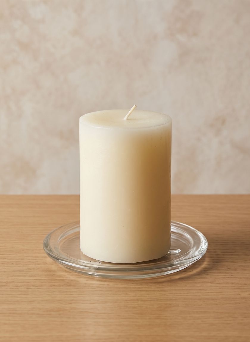 5.5in Wide Pillar Candle Glass Plate, Set of 4