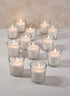 3in Tall White Votives In Clear Glass, 24-Hour, Set of 12 Decor Jamali Garden