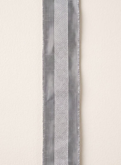 15ft Glitter Stripe Silver Dupioni Ribbon Decor Jamali Garden