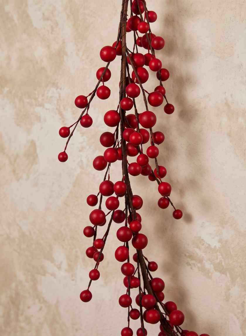 58in Long Matte Red Berry Garland, Case of 6 Decor Jamali Garden