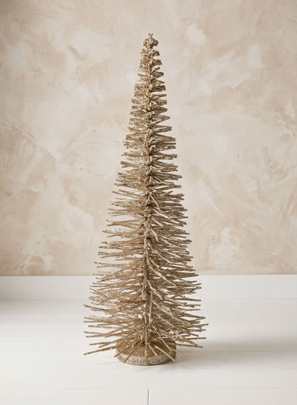 20in Tall Rose &amp; Platinum Glitter Twig Tabletop Tree Decor Jamali Garden
