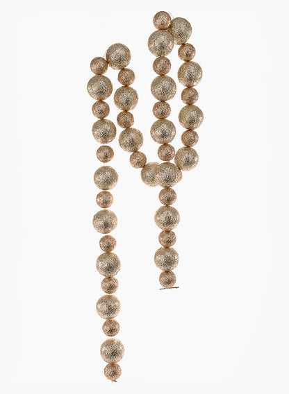 5ft Long Champagne &amp; Light Copper Glitter Ball Garland, Case of 6 Decor Jamali Garden