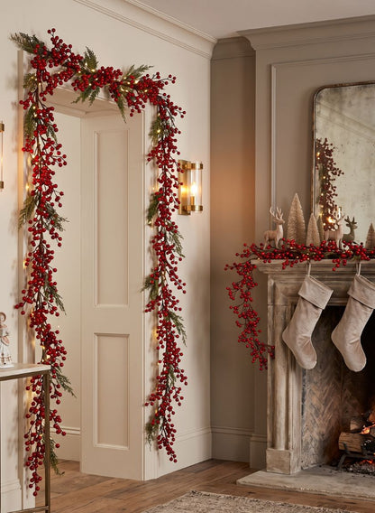 60.5in Long Red Berry &amp; Pomegranate Garland, Case of 4 Decor Jamali Garden