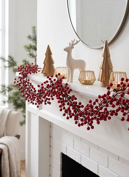 60.5in Long Red Berry &amp; Pomegranate Garland, Case of 4 Decor Jamali Garden