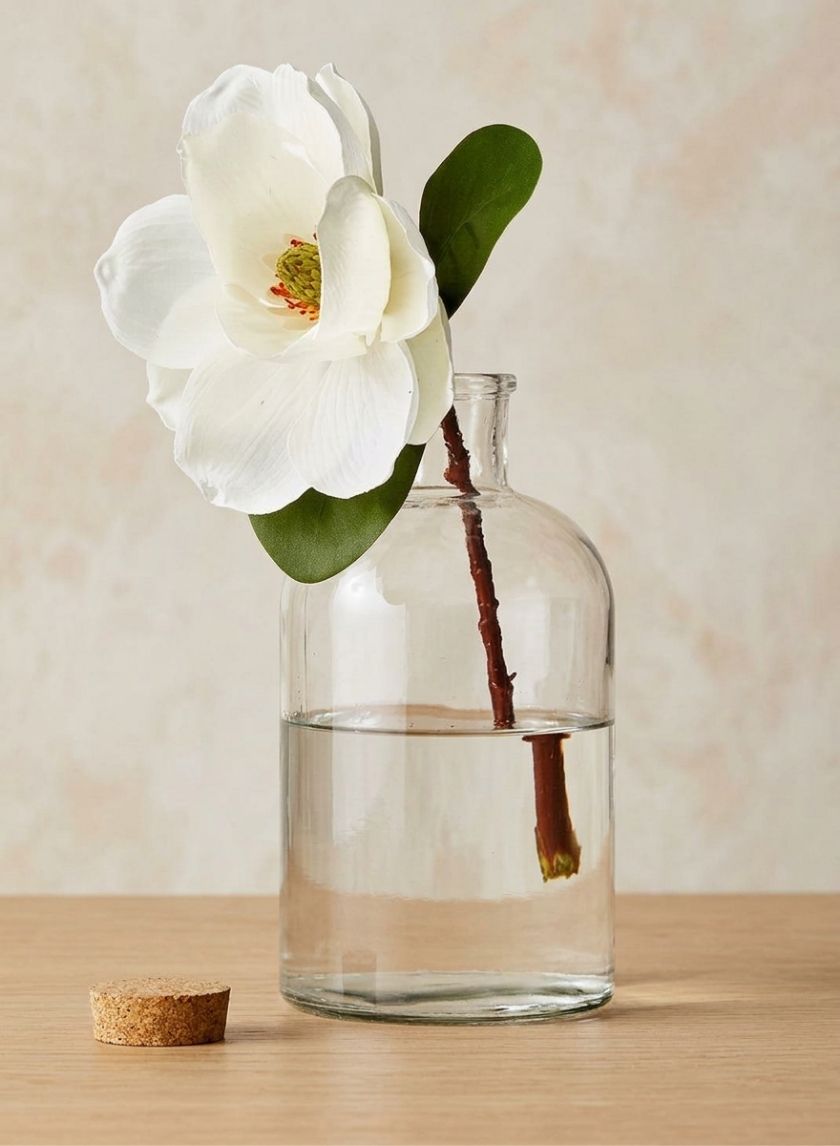 11in Tall Glass Bottle With Cork Decor Jamali Garden