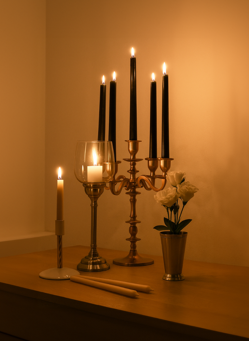 Luxe Amber Glass Candle Stick Decor Jamali Garden