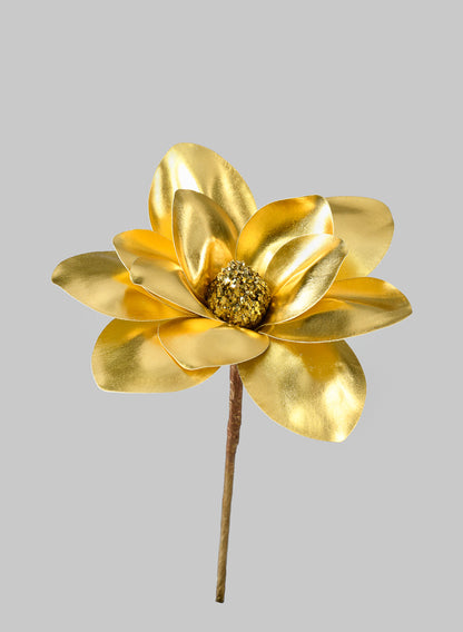 13.5in Long Yellow Gold Magnolia Spray Decor Jamali Garden