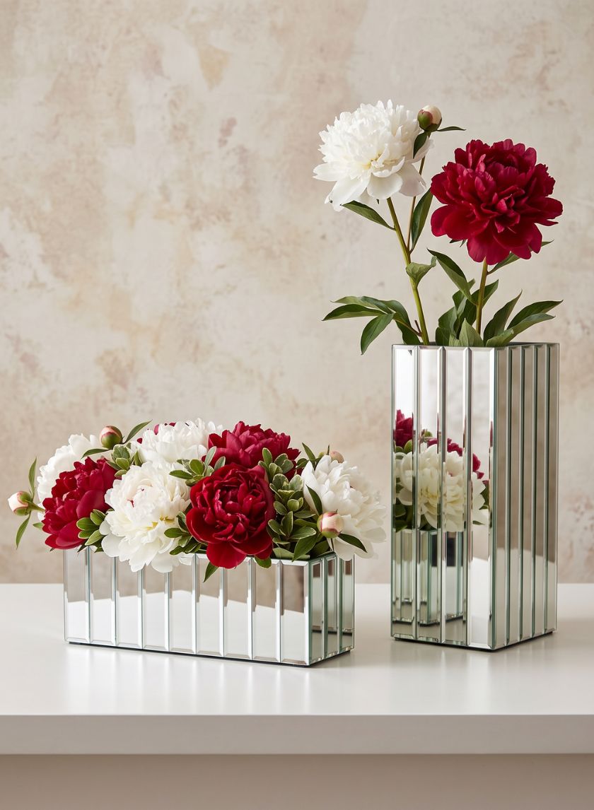 Mirror Strips Rectangle &amp; Square Glass Vase