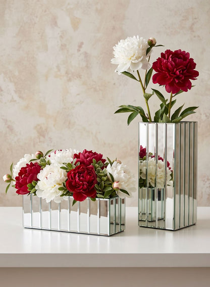 Mirror Strips Rectangle &amp; Square Glass Vase Decor Jamali Garden