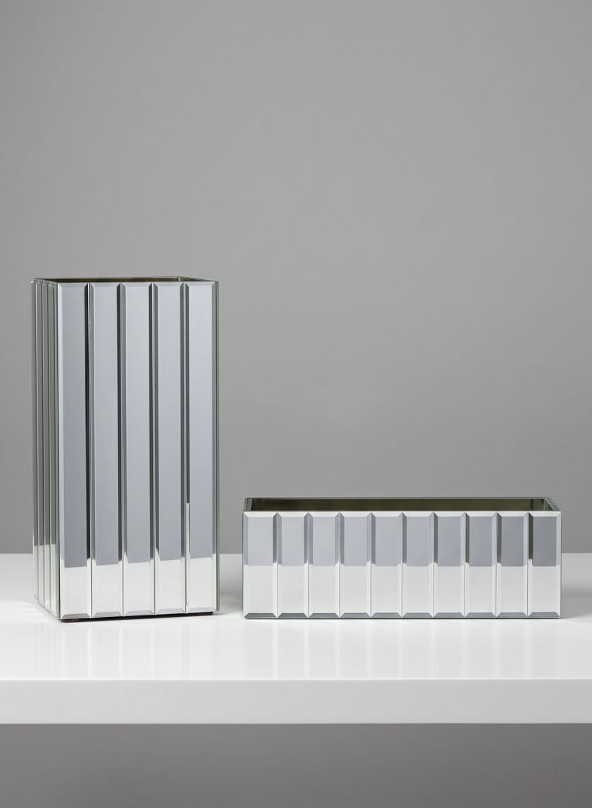 Mirror Strips Rectangle &amp; Square Glass Vase