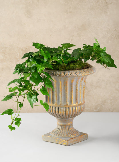 Avignon Antique Gold Leaf Cement Urn Decor Jamali Garden