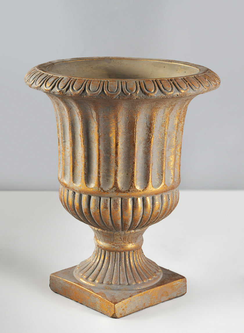 Avignon Antique Gold Leaf Cement Urn Decor Jamali Garden