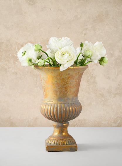 Avignon Antique Gold Leaf Cement Urn Decor Jamali Garden