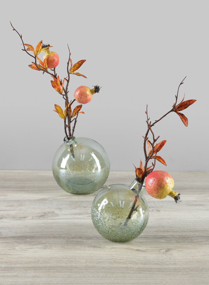 4in Wide Leila Tilted Speckled Luster Green Glass Ball Vase, Set of 2 Decor Jamali Garden