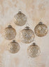 3in Round Antique White With Gold Glass Ornaments, Set of 6 Decor Jamali Garden
