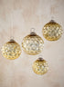 4in Round Gold Diamond Dimple Glass Ball Ornament Decor Jamali Garden