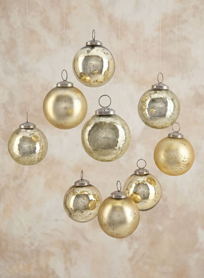3in Round Gold Mix Glass Ornaments Decor Jamali Garden