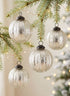 3in Round Silver Beaded Glass Ornament Ball, Set of 9 Decor Jamali Garden