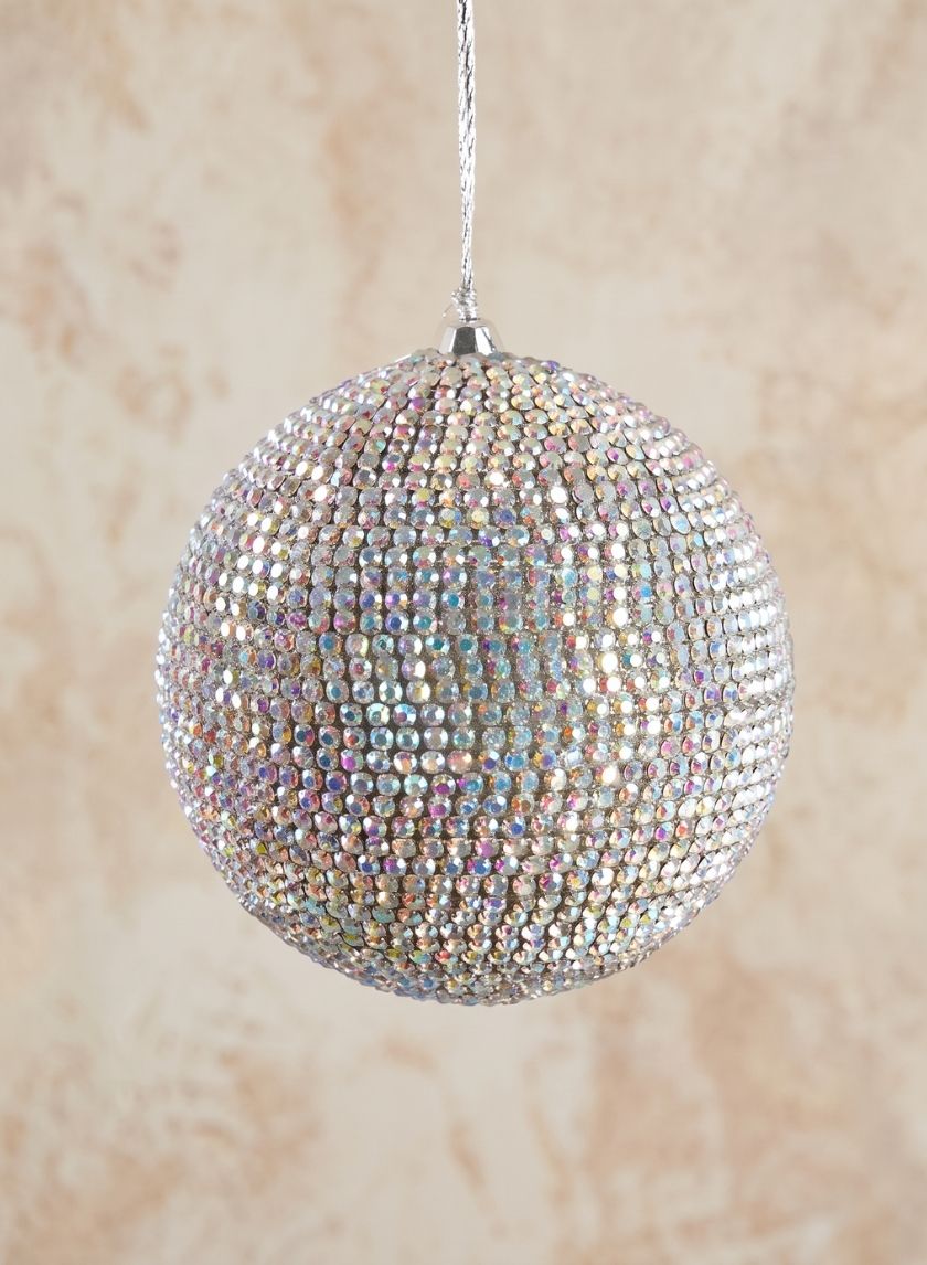 3.5in Round Shimmer Crystal Bead Plastic Ornament Decor Jamali Garden