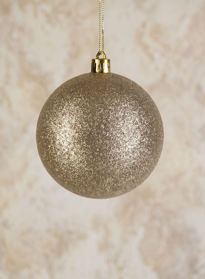 3in Round Gold Glitter Plastic Ornament Ball, Set of 12 Decor Jamali Garden