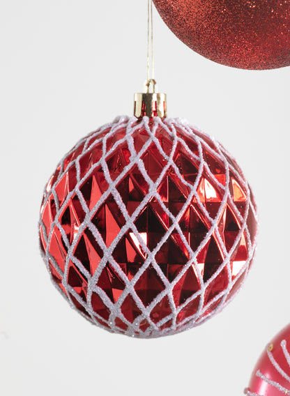 3in Round Red Luxe Ornament Collection Decor Jamali Garden