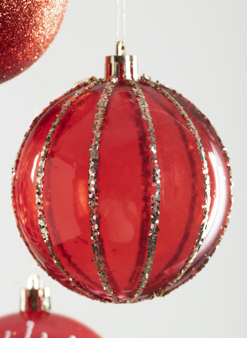 3in Round Red Luxe Ornament Collection Decor Jamali Garden