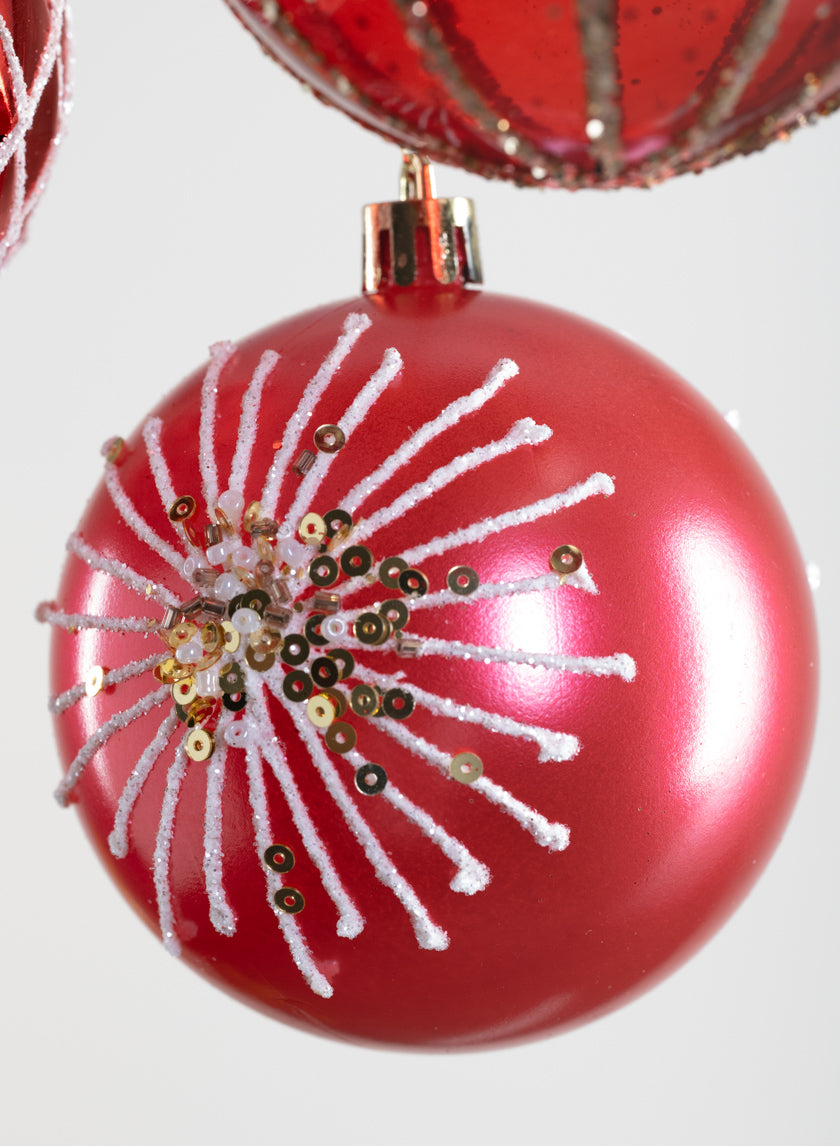 3in Round Red Luxe Ornament Collection Decor Jamali Garden