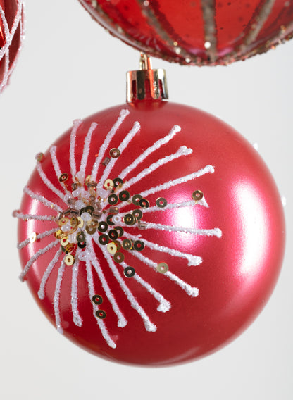 3in Round Red Luxe Ornament Collection Decor Jamali Garden