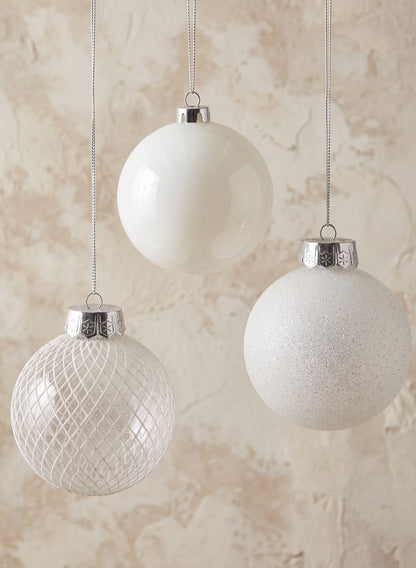 5in Round White Plastic Ornament Assortment, Set of 6 Decor Jamali Garden