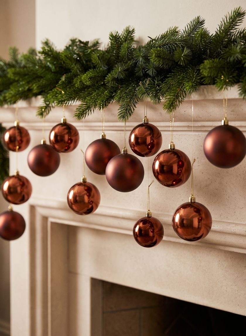 3in Round Pearl, Matte, Light &amp; Shiny Copper Ornament Ball, Set of 16 Decor Jamali Garden