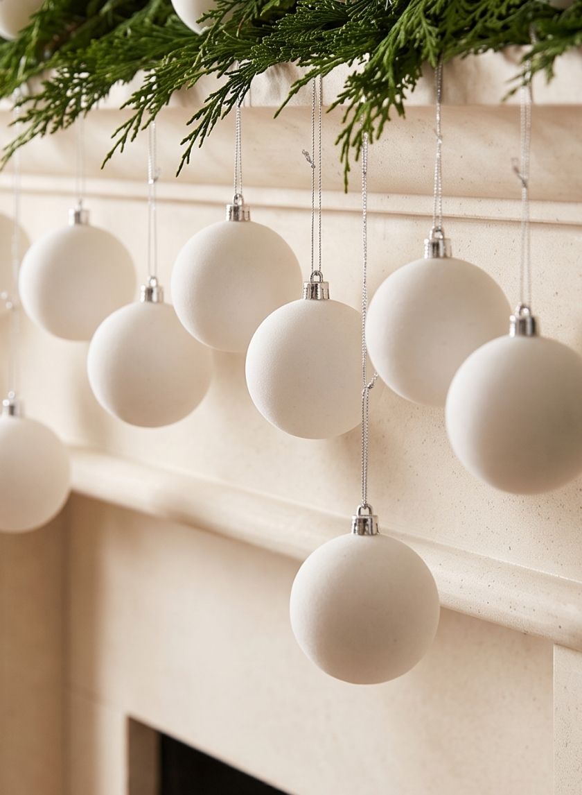 3in Round Pearl,Matte, Light, &amp; Shiny White Plastic Ornament, Set of 16 Decor Jamali Garden