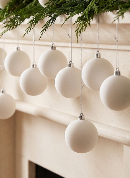 3in Round Pearl,Matte, Light, &amp; Shiny White Plastic Ornament, Set of 16 Decor Jamali Garden