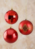 4in Round Festive Red Plastic Ornament Collection, Set of 12 Decor Jamali Garden