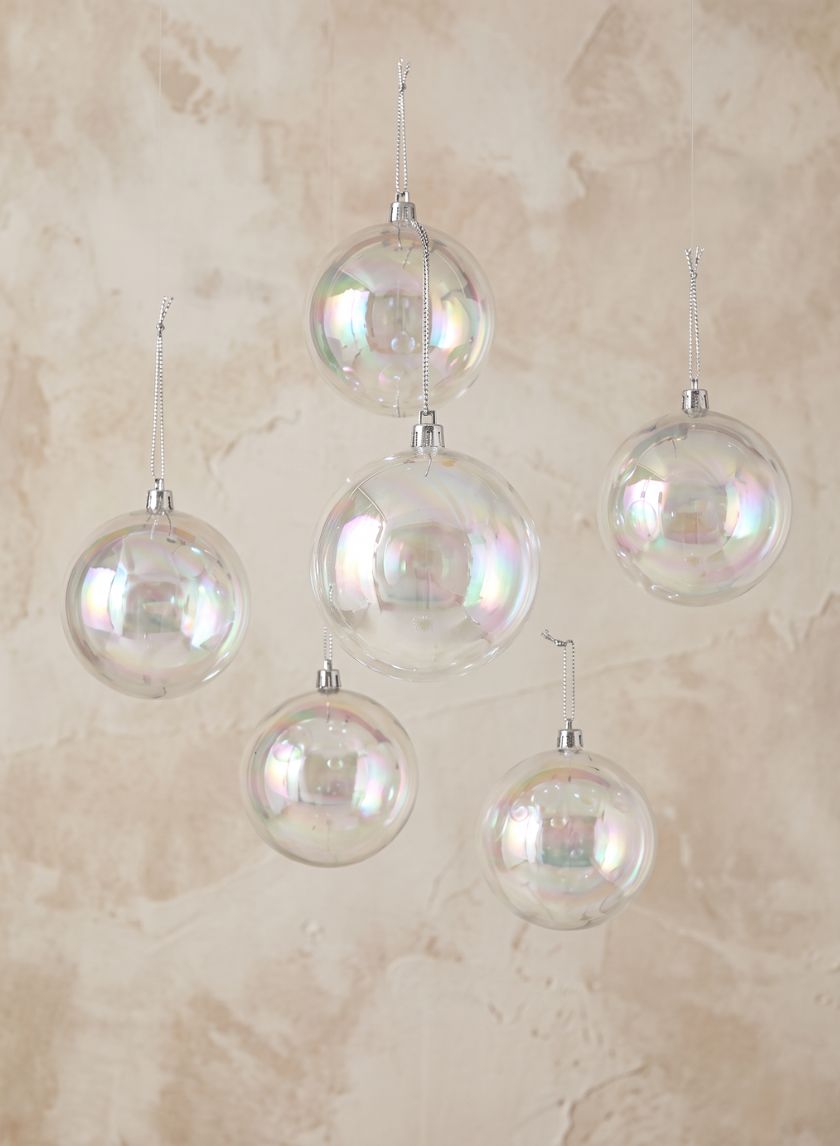 3in Round Clear Plastic Ornament Ball, Set of 6 Decor Jamali Garden