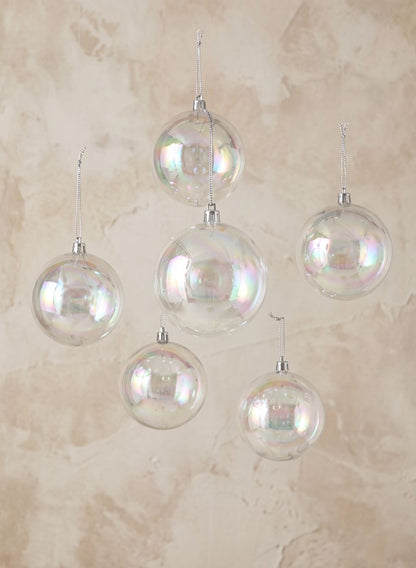 3in Round Clear Plastic Ornament Ball, Set of 6 Decor Jamali Garden