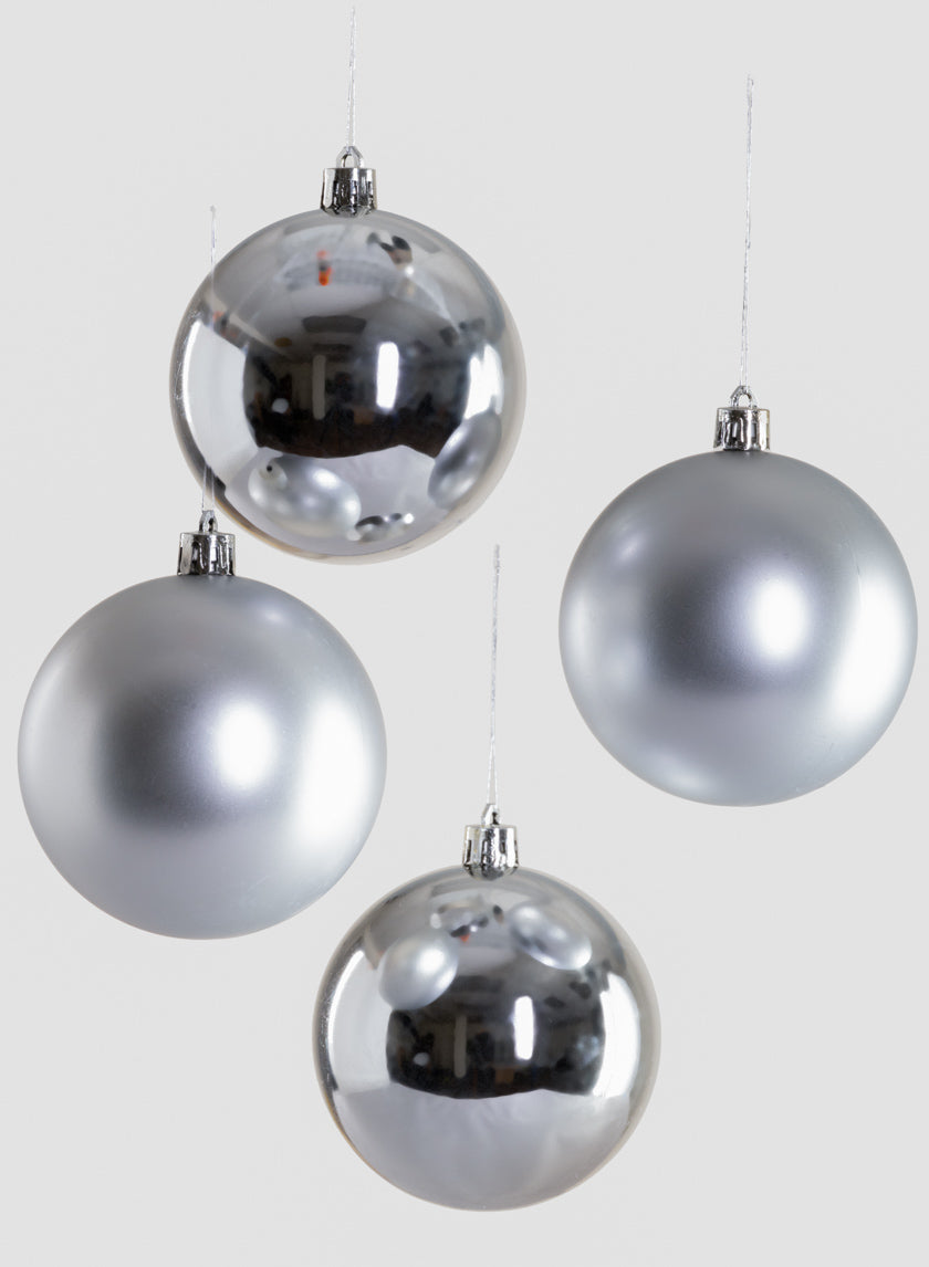 3in Round Matte &amp; Shiny Silver Ornament Ball Decor Jamali Garden