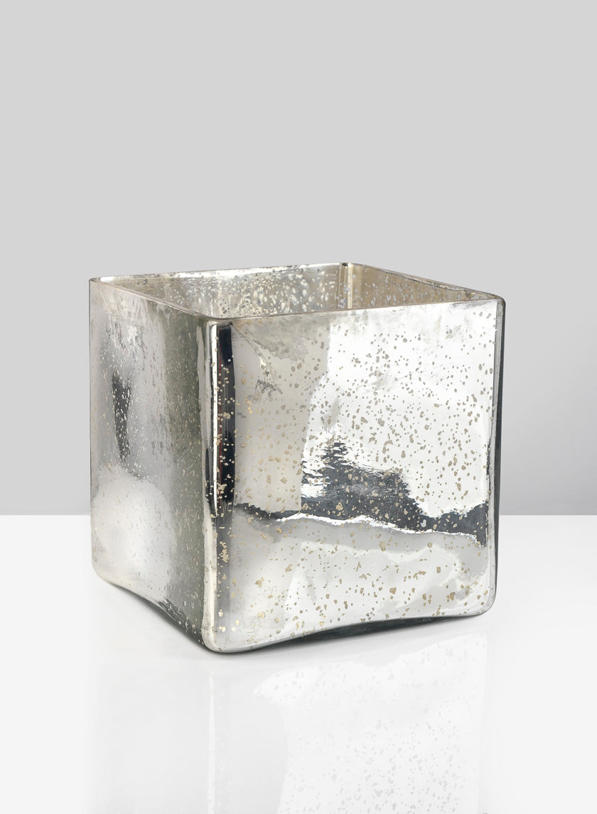 Antique Silver Glass Square Vases Decor Jamali Garden