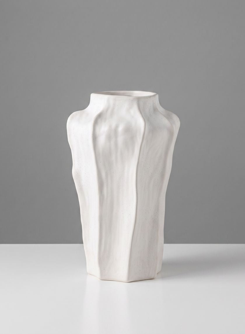 17in H Argamon Sand White Deco Vase