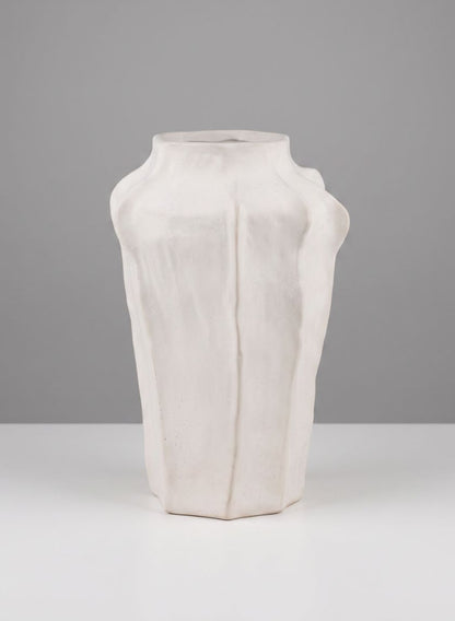 17in H Argamon Sand White Deco Vase