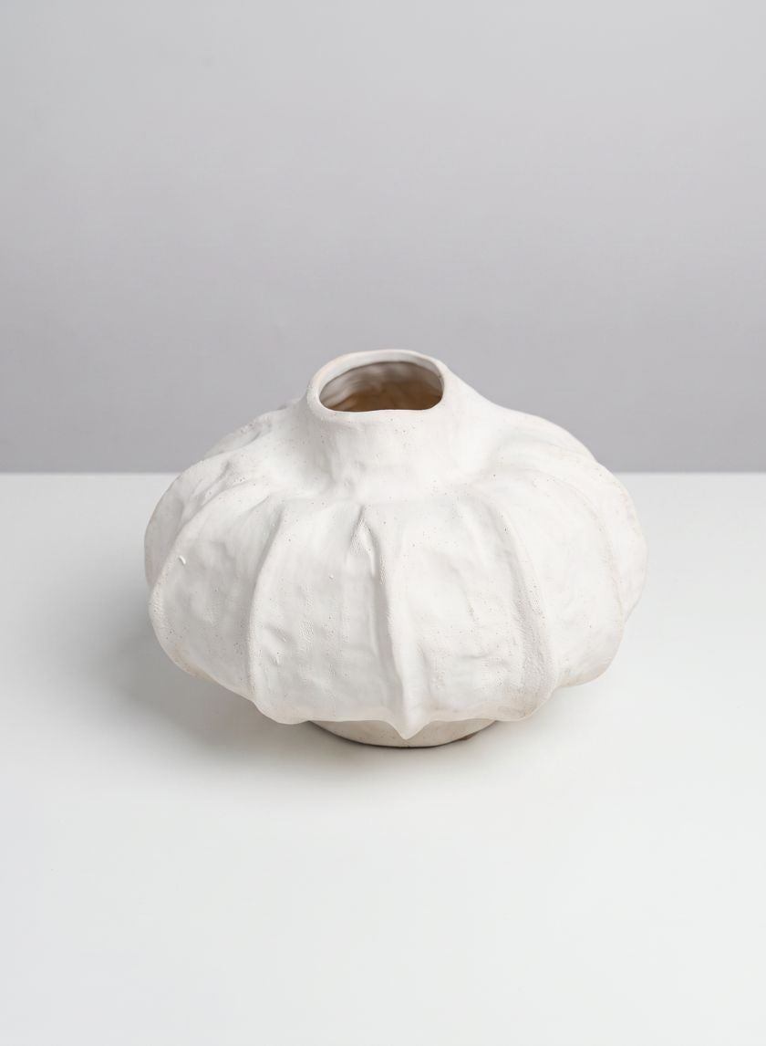 2in Dia x 8in H Urchin Sand White Deco Vase