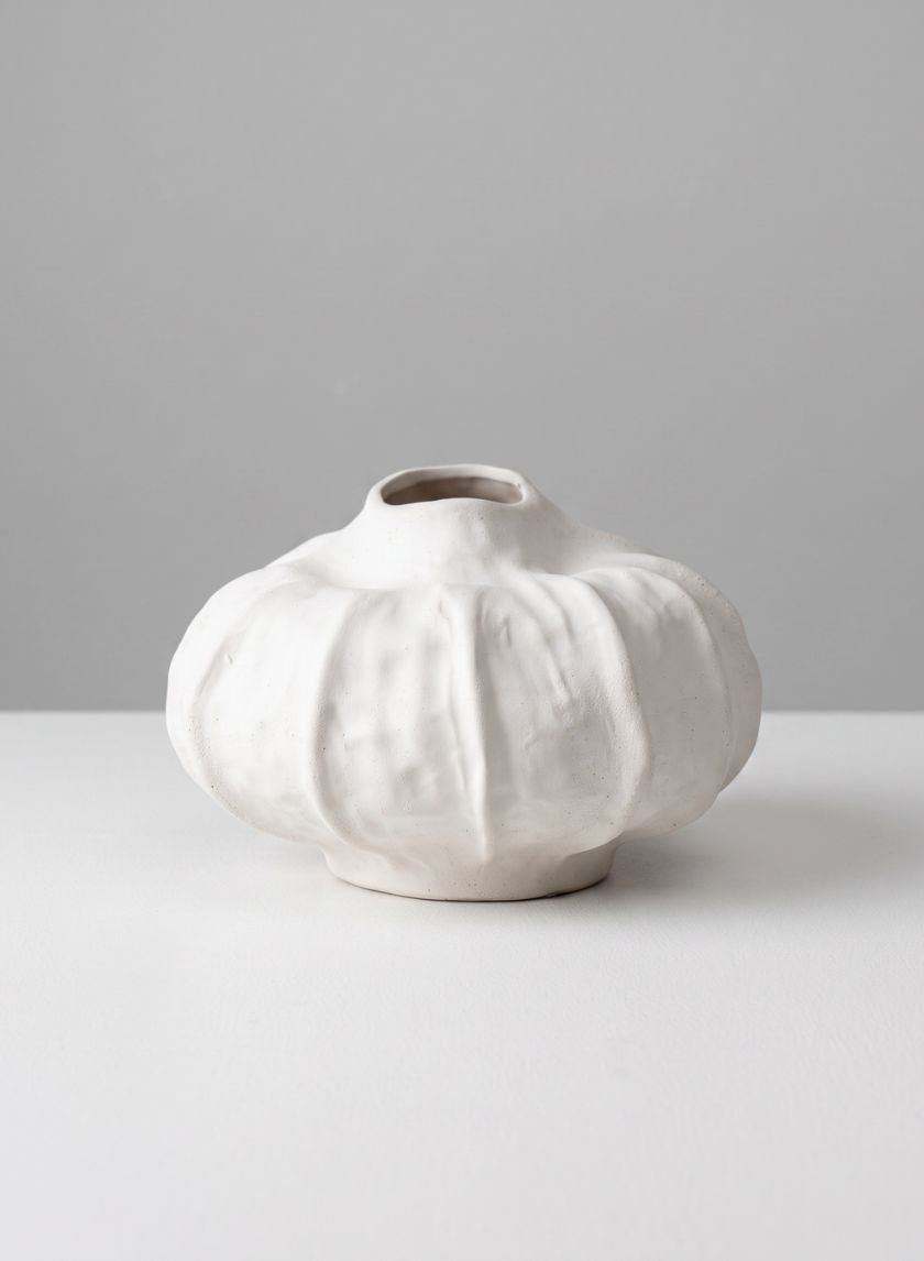 2in Dia x 8in H Urchin Sand White Deco Vase