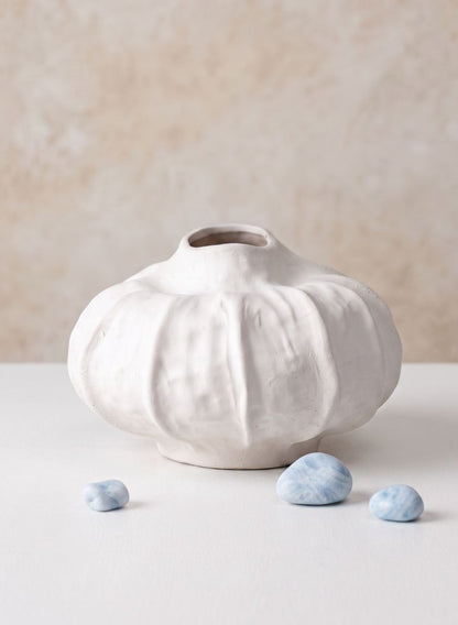 2in Dia x 8in H Urchin Sand White Deco Vase