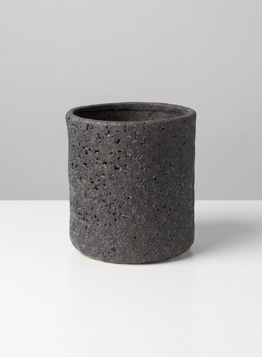 6in Dia x 7in H Boheme Black Lava Tall Cylinder
